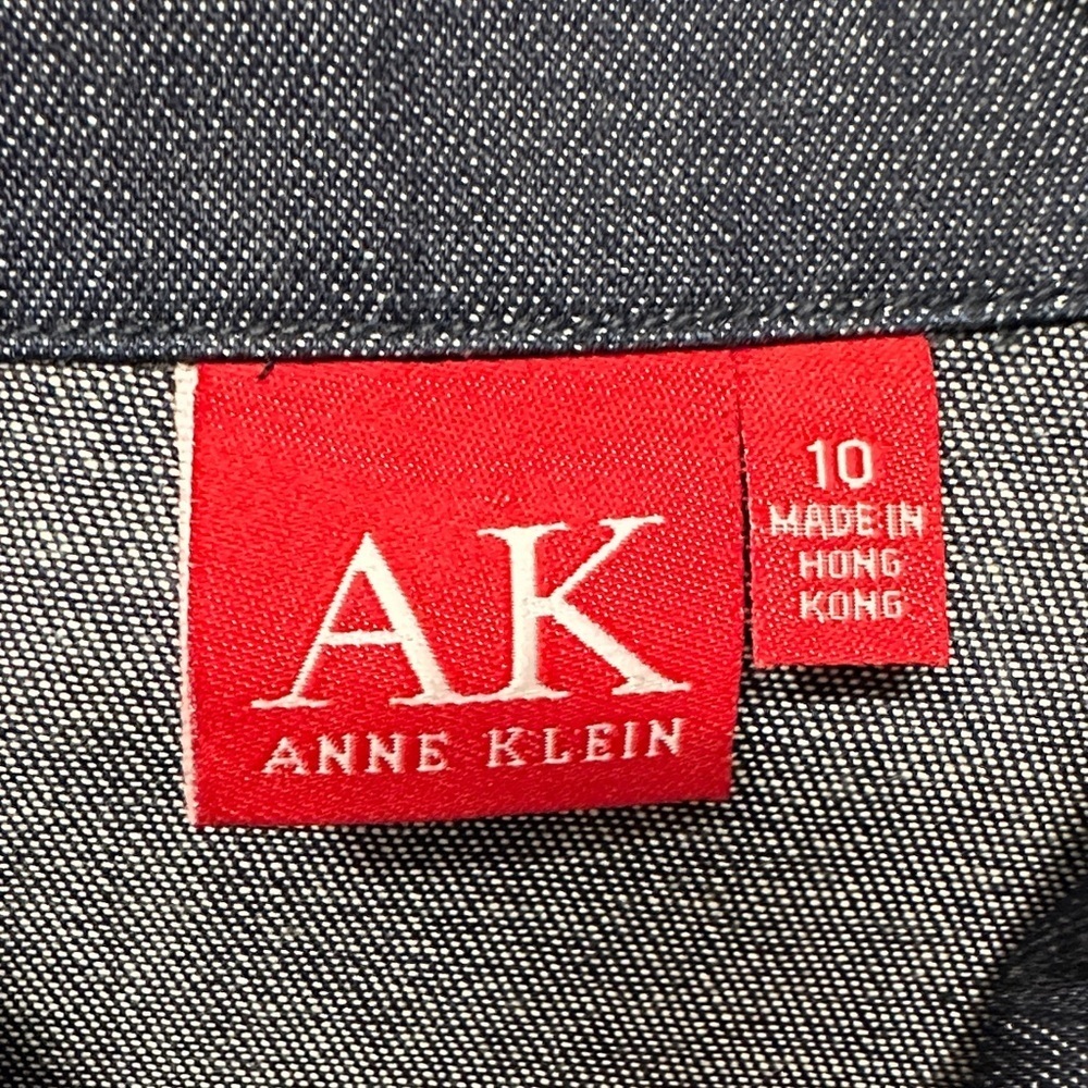 AK Anne Klein Dark Wash Denim Midi Coat Women's Size 10 - Picture 3 of 4